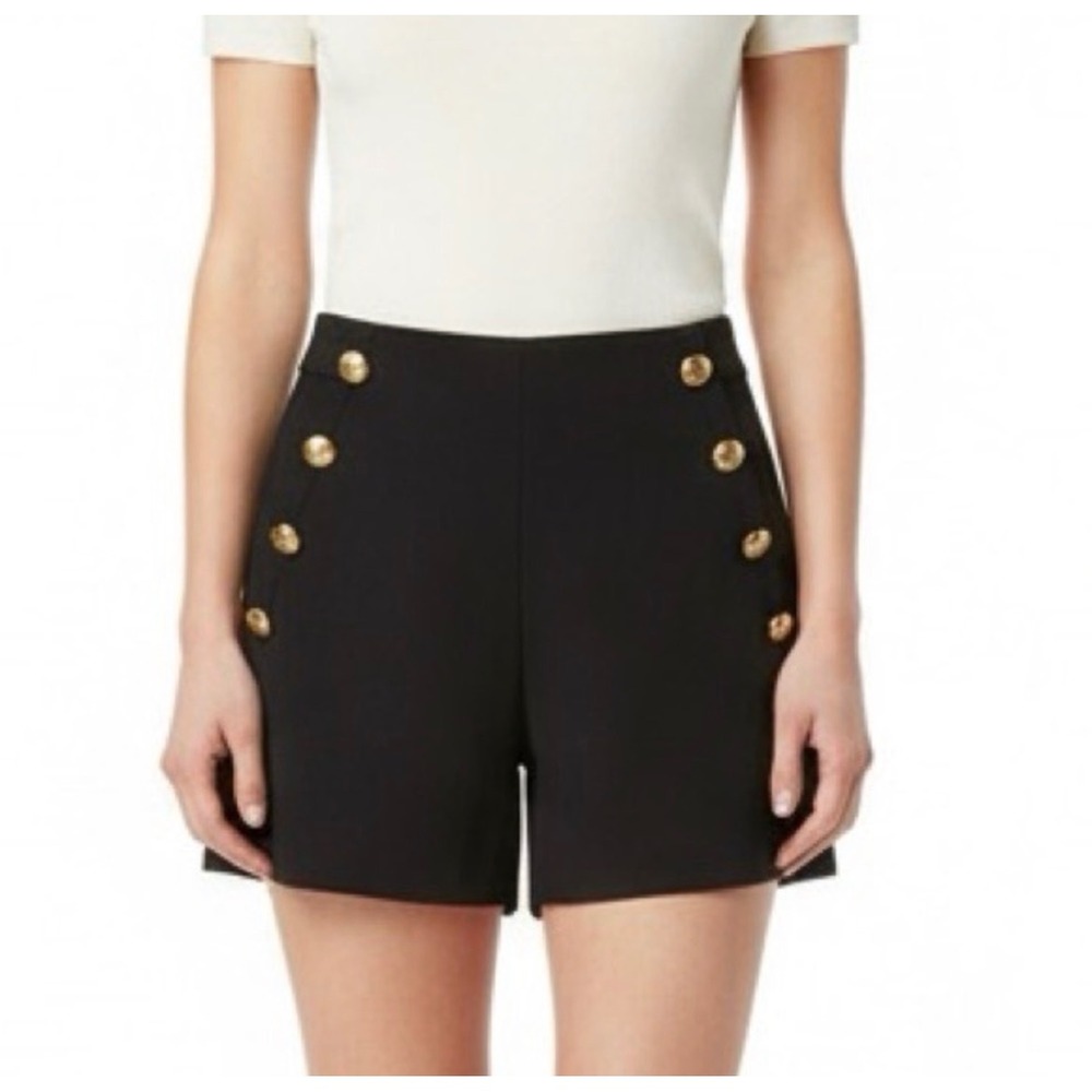 Banana Republic Sailor Shorts Womens 2 Black Gold Button High Rise Nautical Prep